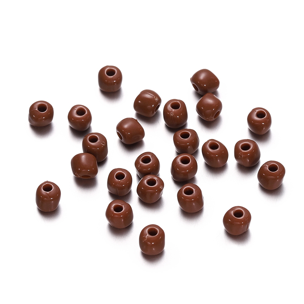 ลูกปัดอะคริลิค 4*4.5mm100 ชิ้น ลูกปัดเม็ดทราย ทรงถัง สีพาสเทล สำหรับทำ DIY สร้อยข้อมือ สายคล้องแมส