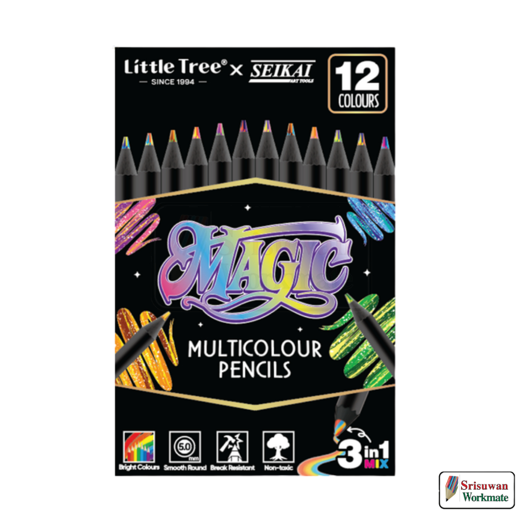 SEIKAI 511263-E ชุดดินสอสีสายรุ้ง 12สี MAGIC MULTICOLOUR PENCILS ชุดสีไม้ระบายกระดาษดำ German Standard มาตรฐาน เยอรมัน