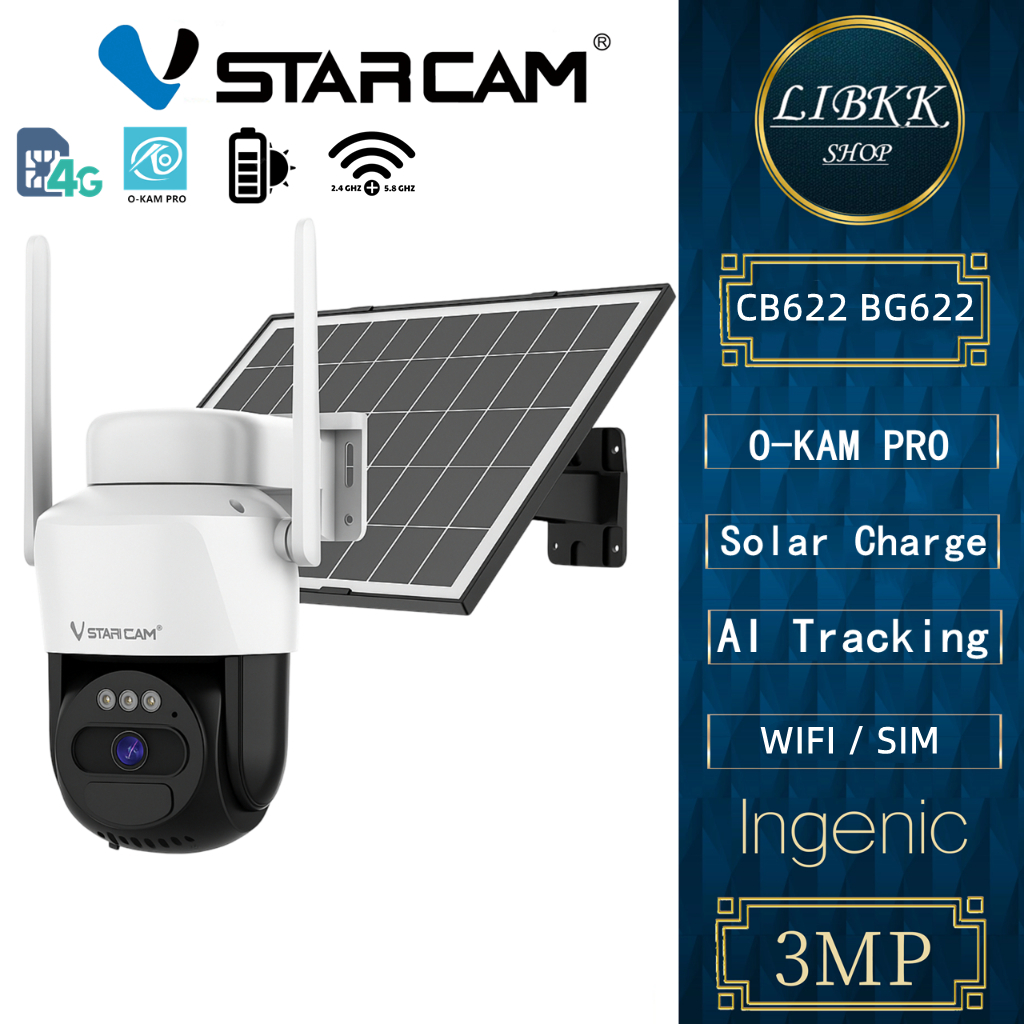 Vstarcam CB622 BG622 3MP WIFI SIM กล้องโซล่าเซลล์ พร้อมแบตเตอรี่ในตัว 6000mAh