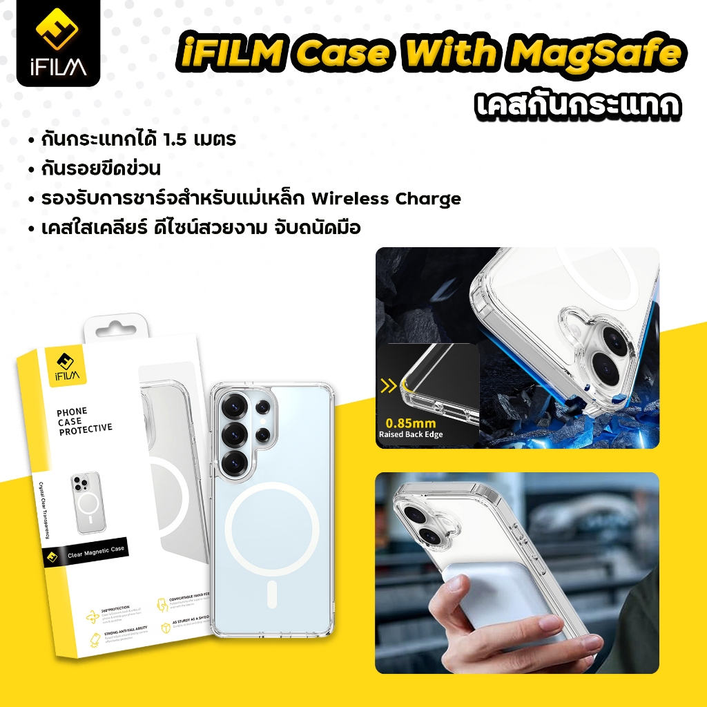 iFilm เคสใส   For Samsung ปกป้องการชนแม่เหล็ก ชาร์จได้