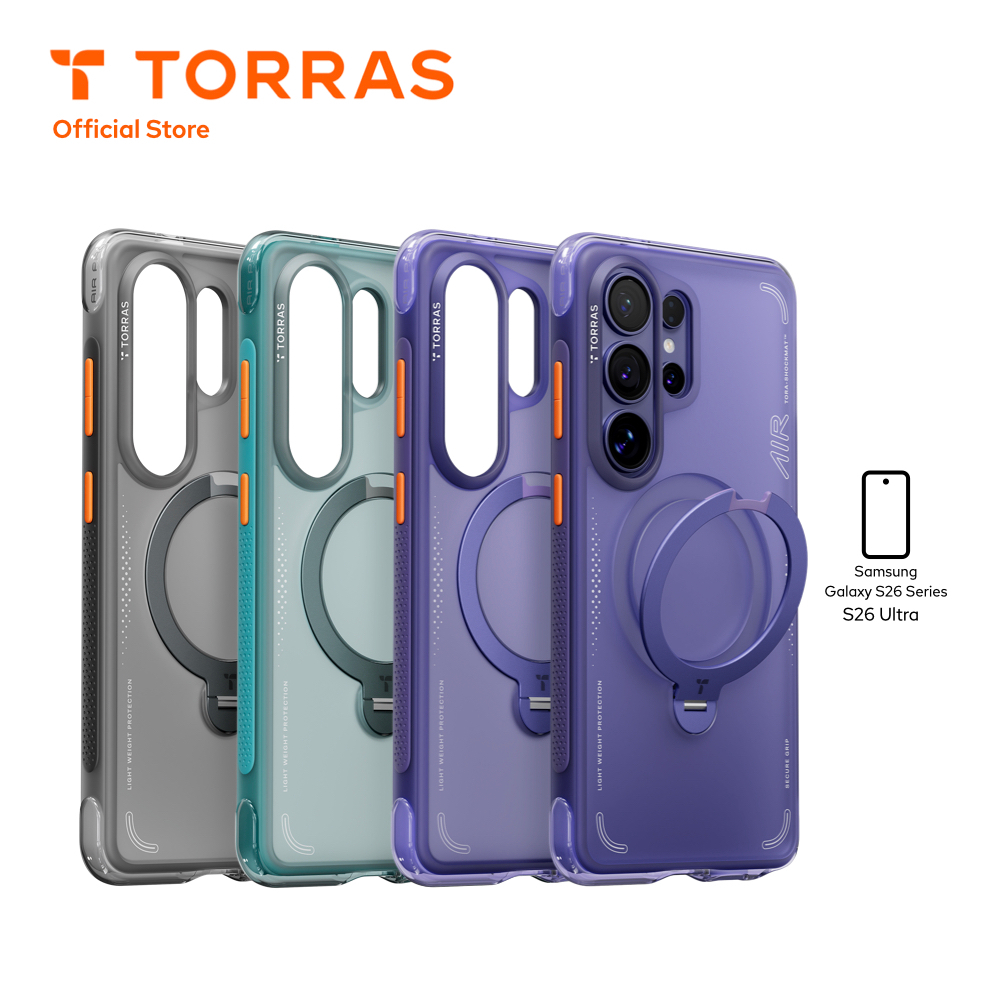 TORRAS เคสกันกระแทก Ostand Spin Air ใช้สำหรับ Samsung Galaxy S26 Series รองรับแรงตกได้สูงสุด 13 ฟุต