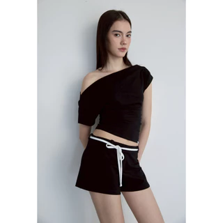 Hadid Short Pants - กางเกงขาสั้นเอวต่ำ ผ้านิ่มมีเชือกแถม