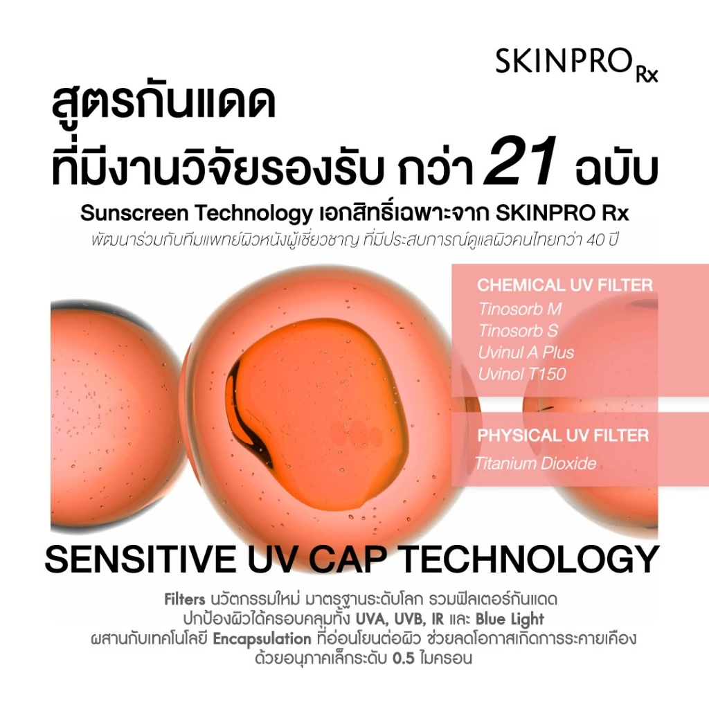 SKINPRO Rx Sunscreen For Sensitive Skin SPF50+ PA++++ 30 g. ครีมกันแดด สำหรับผิวบอบบาง แพ้ง่าย thumbnail 7
