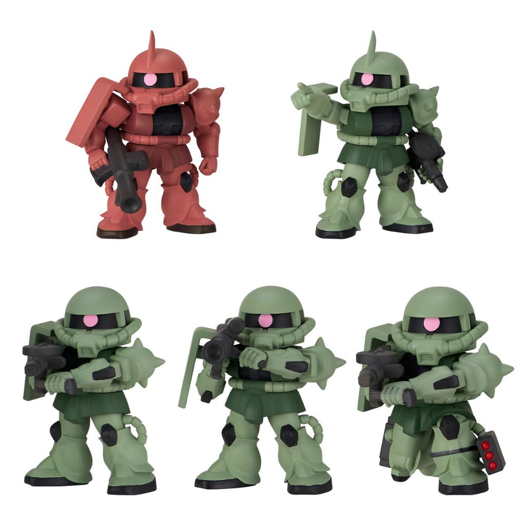 **ครบชุด 5 แบบ** กาชาปอง กันดั้ม ชุด ซาคุ เรียงขบวน Mobile Suit Gundam Zaku Narabun desu