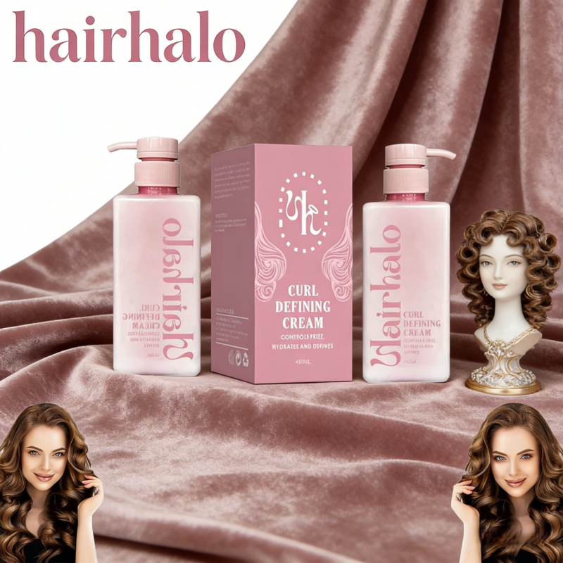 Hairhalo Curl Defining Cream, Curl Cream for Curly & Wavy Hair, Anti Frizz, Moisturizing, Smoothing