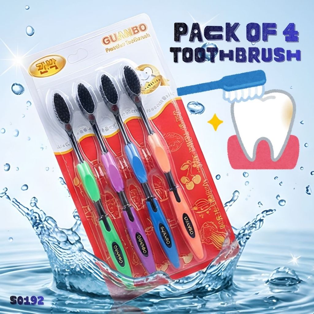 S0192 แปรงสีฟัน ขนแปรงนุ่ม แพ็ค 4 ด้าม รุ่นสุดคุ้ม ราคาประหยัด สะอาด พกพาง่าย