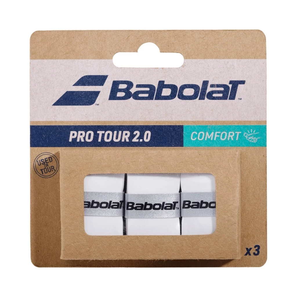Babolat เทปพันด้าม/กริ๊ปพันด้ามไม้เทนนิส Pro Tour 2.0 x3 Overgrips Tape Racket Tennis | White ( 653053 )