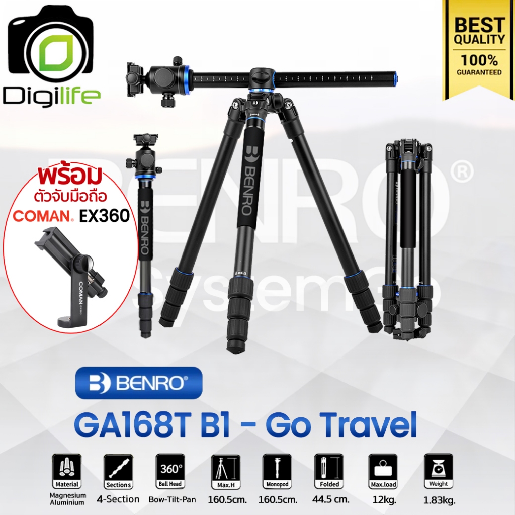 ลดล้างสต๊อก บางตัวอาจมีตำหนิ - Benro Tripod GA168T B1 ขาตั้งกล้อง อเนกประสงค์ Monopod, Top View, กาง