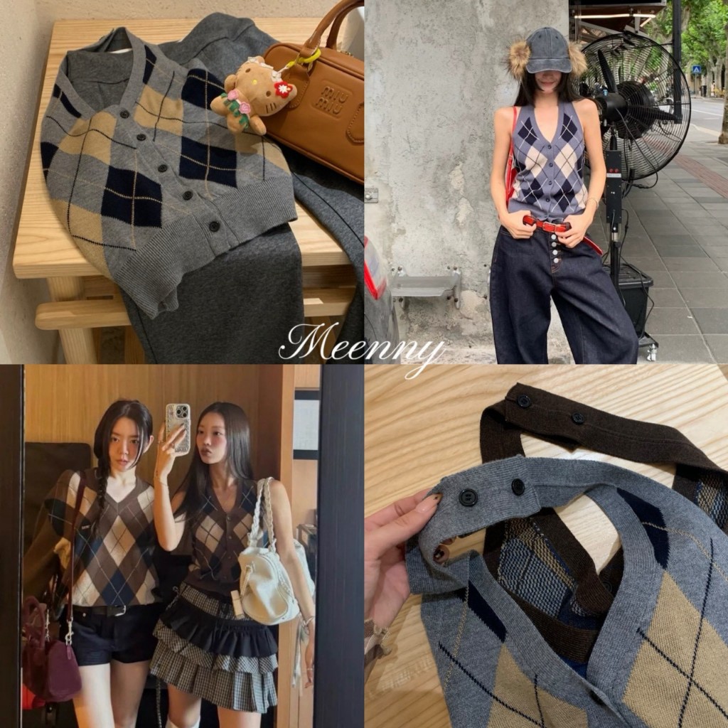 Meenny Closet | KM02 (Freesize) เสื้อไหมพรมคล้องคอวินเทจ MEENNY