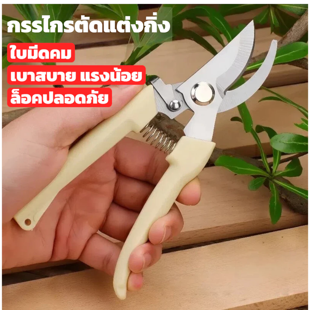 กรรไกรตัดแต่งไม้สแตนเลส ประหยัดแรง ตัดกิ่งไม้หนา เครื่องมือสวนมืออาชีพ