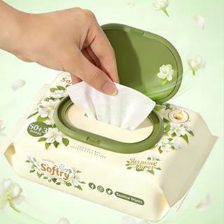 Softry ทิชชู่เปียก กลิ่นมะลิ ผ้าใยสังเคราะห์ กลิ่นมะลิไทย naturelle ปราศจากแอลกอฮอล์ Baby Wipes