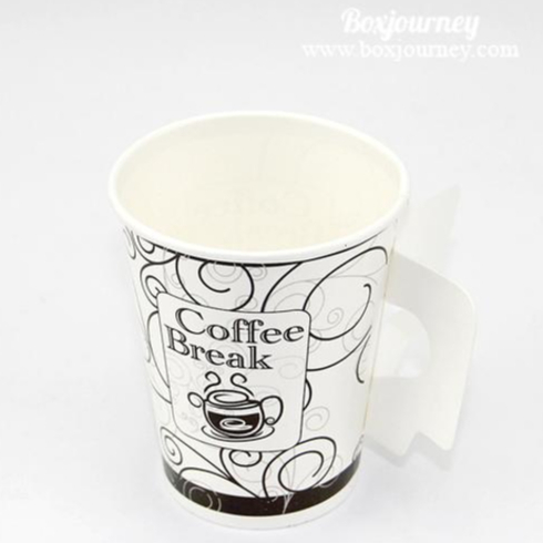 Boxjourney แก้วกาแฟร้อนมีหูจับ แก้วกระดาษ 6.5 oz มีหูลายคอฟฟี่เบรค Coffee Break (แพ็ค 50 ใบ)