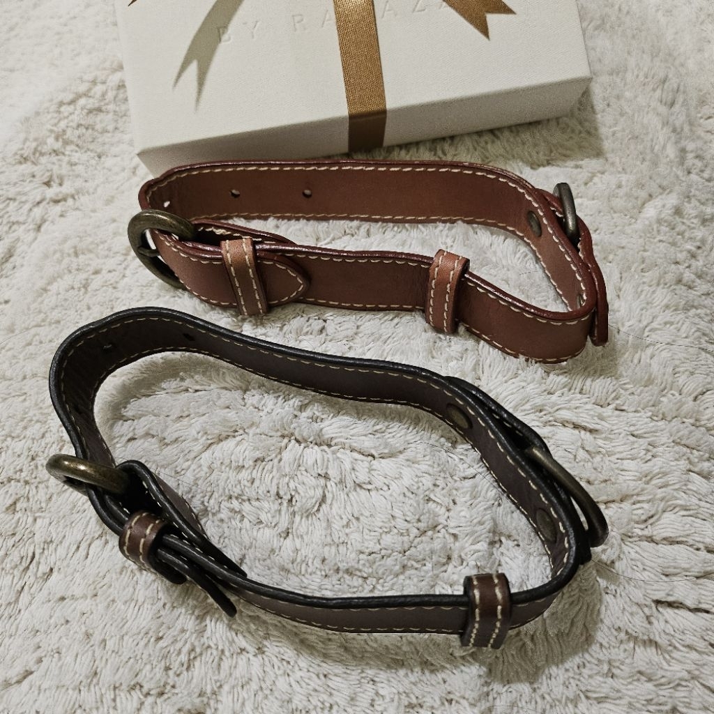 Viera by Ragazze Dog collar ปลอกคอสุนัข ปลอกคอหมา หนังแท้ เก่าเก็บ