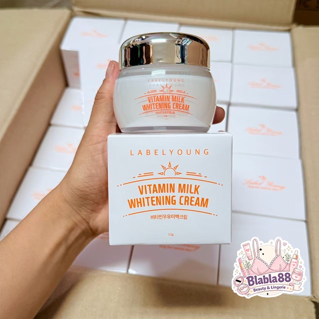 – ครีมหน้าสดผิวใส LABEL YOUNG Vitamin Milk Whitening Cream 55ml ราคา ถูกที่สุด ดีลบีเคเค แกลเลอรีภาพที่ 5