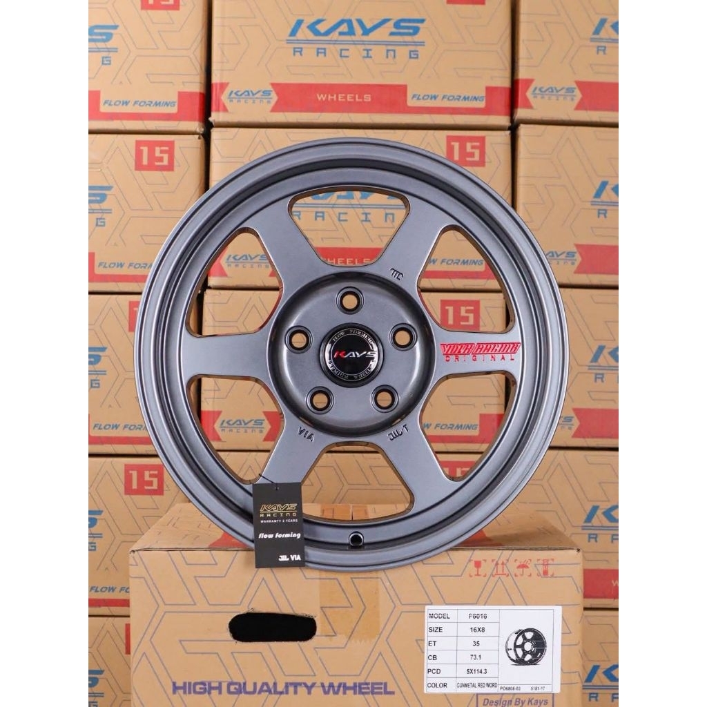 ล้อแม็กซ์TE37 เรเซอร์แดง ขอบ16 กว้าง8 5รู114.3 ET35 (งานKAYS)