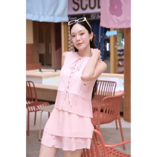 A5 “แฮรินเซท” พร้อมส่ง4สี ครีม ชมพู แดง มิ้นท์พร้อมส่ง ชุดเซทแขนกุดคู่กระโปรงพีทำ