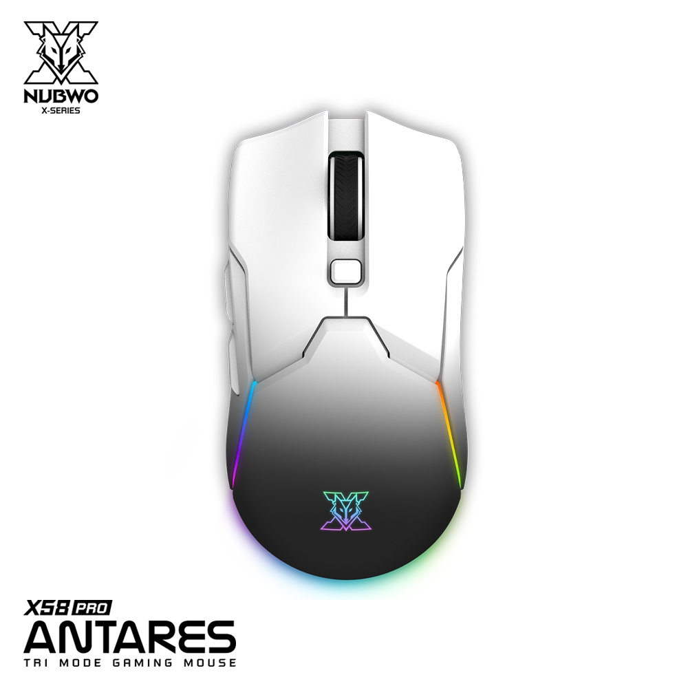 NUBWO X58 PRO Gaming Mouse เมาส์เกมมิ่งไร้สาย เชื่อมต่อ 3 แบบ USB-C/2.4GHz/Bluetooth 12,000 DPI MACR