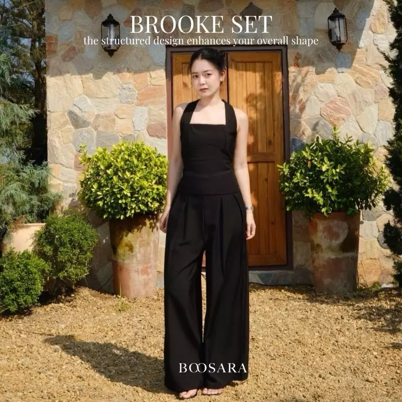 BOOSARA : Brooke Set ชุดเซ็ตเสื้อ+กางเกงขายาวทรงกระบอกใหญ่ ใส่ไปทำงานหรือไปเที่ยวก็เอาอยู่- BSR C.
