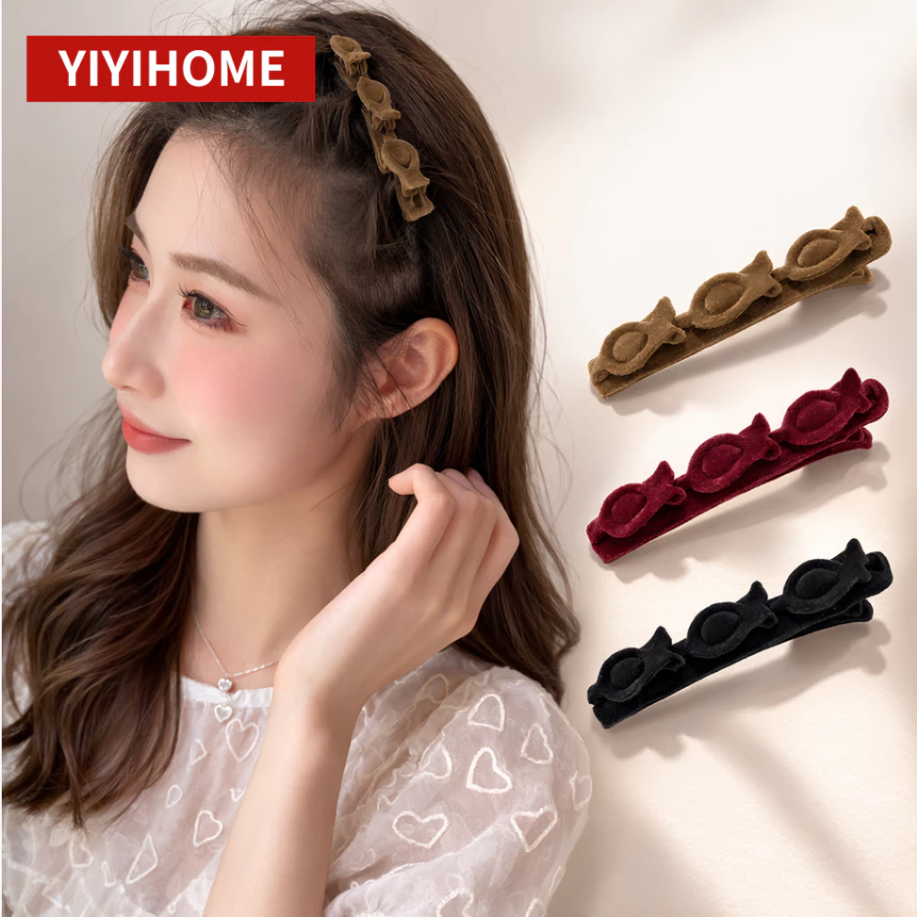 YIYIHOME กิ๊บถักเปีย กิ๊บติดผม กิ๊บเก็บผมด้านหน้า กิ๊บกำมะหยี่ กิ๊บติดผมแบบถัก กิ๊บผมผู้หญิง
