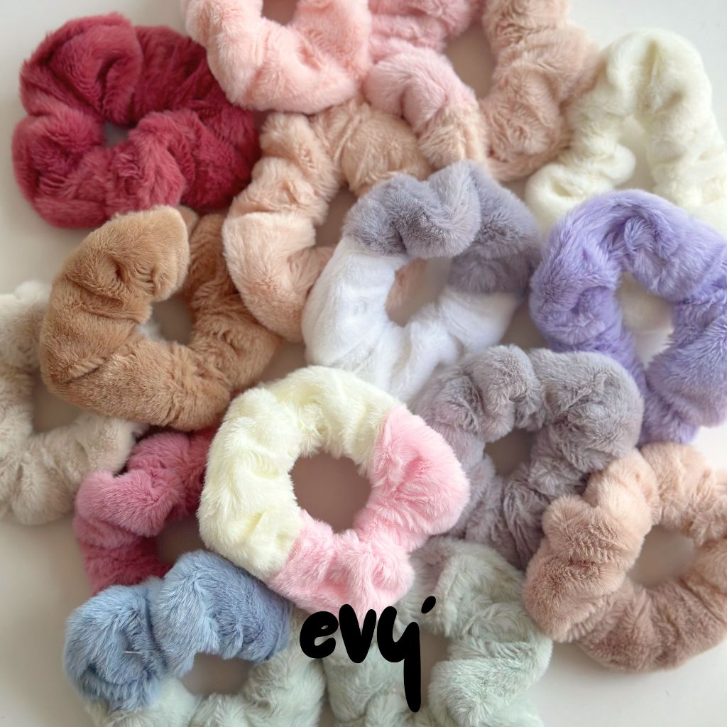 🔥พร้อมส่ง🔥 ยางมัดผมเกาหลีขนฟูสุดนุ่มนิ่ม ยางรัดผมขนหนานุ่ม