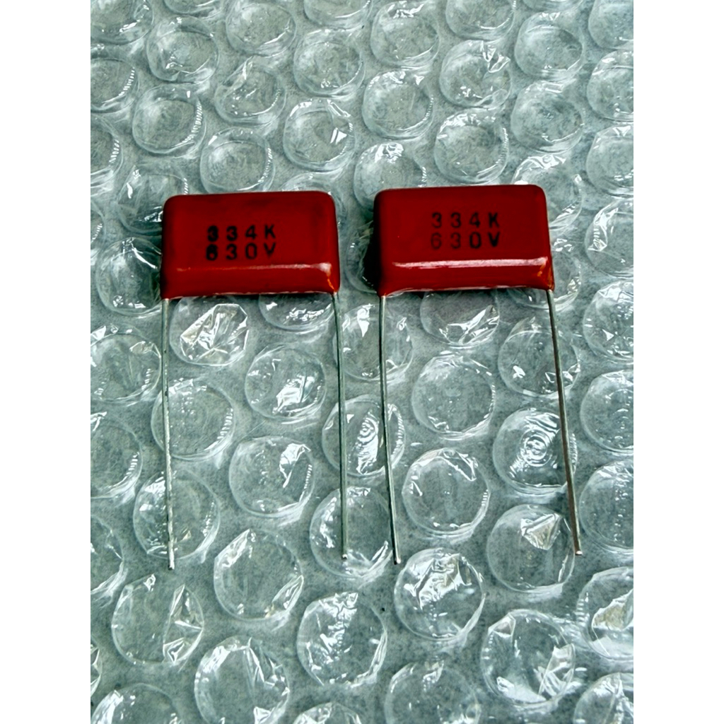 0.33UF 630V 334K 330NF ไมล่าคาปาซิเตอร์ (แพ็ค10ตัว)330นาโน Cไมล่าญี่ปุ่นCBB21 สีน้ำตาล 334PF 0.33UF6