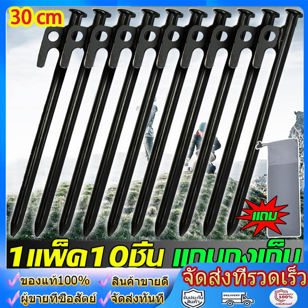 สมอบกเต็นท์ สำหรับตั้งแคมป์ เหล็กชุบแข็ง ขนาด 30 cm