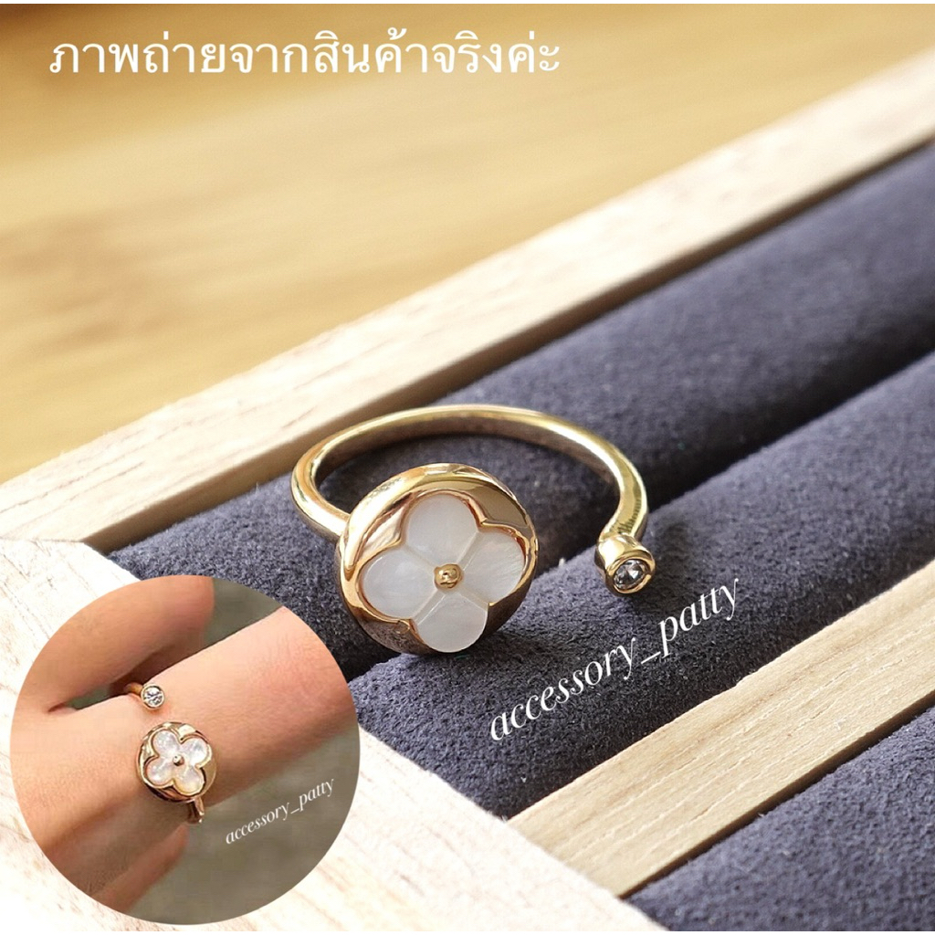 ✨🧡แหวนดอกไม้ รุ่นL-v43 ตัวเรือนสีทองอ่อน ดอกไม้สีขาวเปลือกมุก ก่อนปรับคือไซต์7 ปรับขยายได้ถึงไซต์8-9ค่ะ งานสวยค่ะ✨
