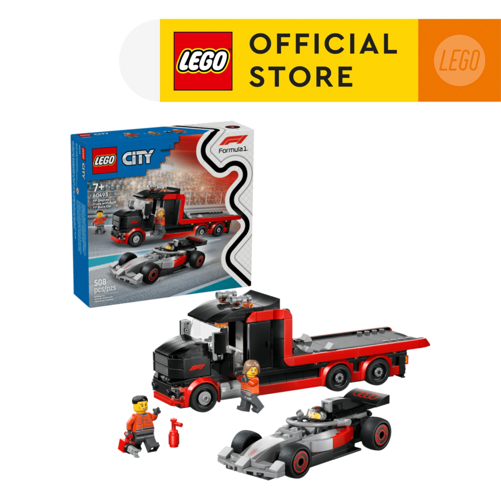 LEGO City 60493 F1 Display Truck with Audi F1 Race Car (508 Pieces), Building Blocks, Kids Toy
