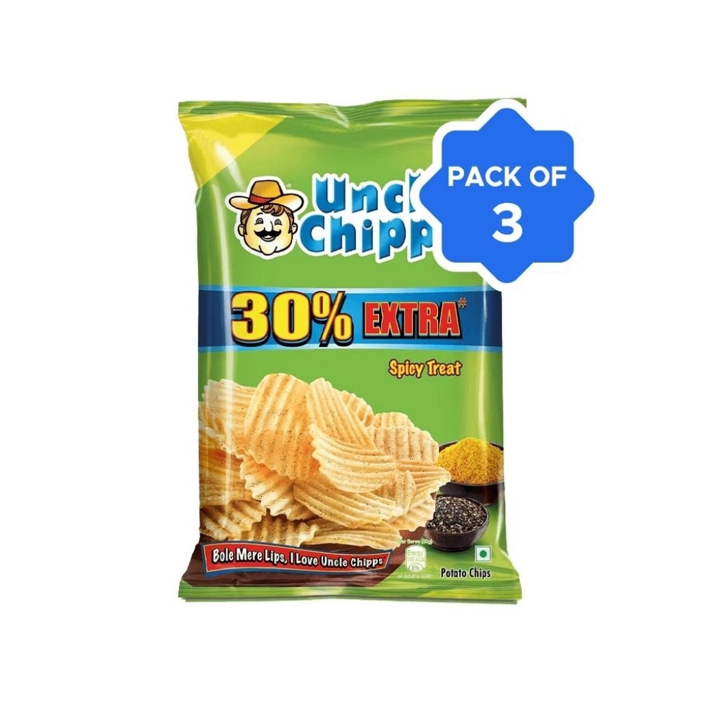Pack of 3:- Uncle chips Spicy(ชิปลุงอินเดีย) treat chips,48 grams(Best Indian Snacks, perfect snack 