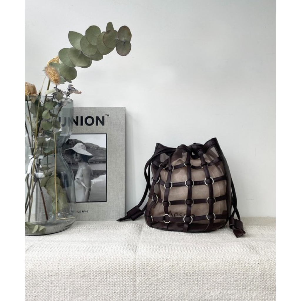 กระเป๋าสะพาย as know as Nudie mesh bag ladies' small bag pinky มือ1จากญี่ปุ่น ขนาด 22.5x27.5 หนังเที