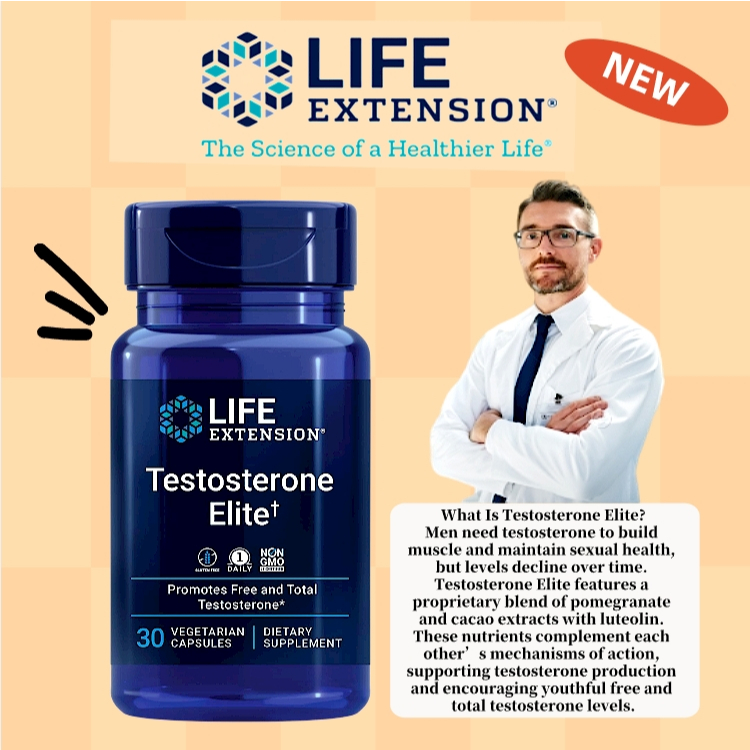 Life Extension Testosterone Elite, Supports Healthy Testosterone Production - 30 Vegetarian Capsules