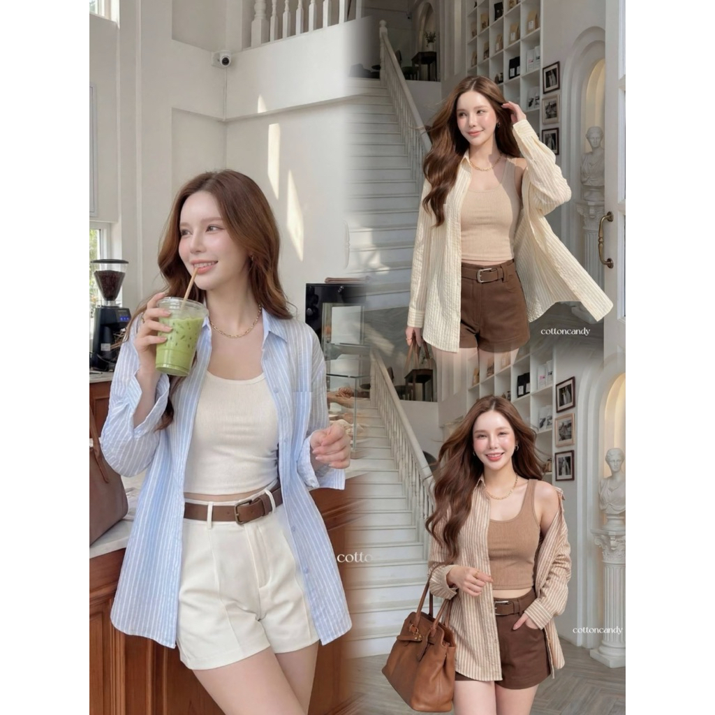 #Cotton Candy 🍭 เสื้อเชิ้ต + เสื้อตัวใน  New Bonbon korea set shirt