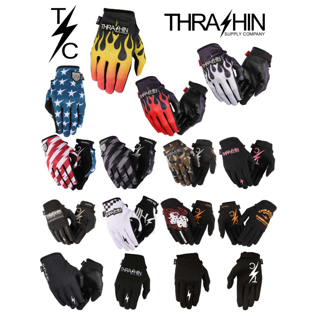 *ส่งฟรี* ถุงมือขี่มอเตอร์ไซค์ Thrashin Supply - Touch Screen ทัชสกรีนได้ - Moto Gloves Harley