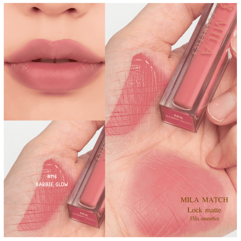 ใหม่ล่าสุด! ลิปแมท MILA MATCHLOCK MATTE ลิปสติกเนื้อแมทสีชมพูบาร์บี้ M6 สีแน่น คมชัด ติดทนนาน 24 ชั่วโมง เนื้อบางเบา
