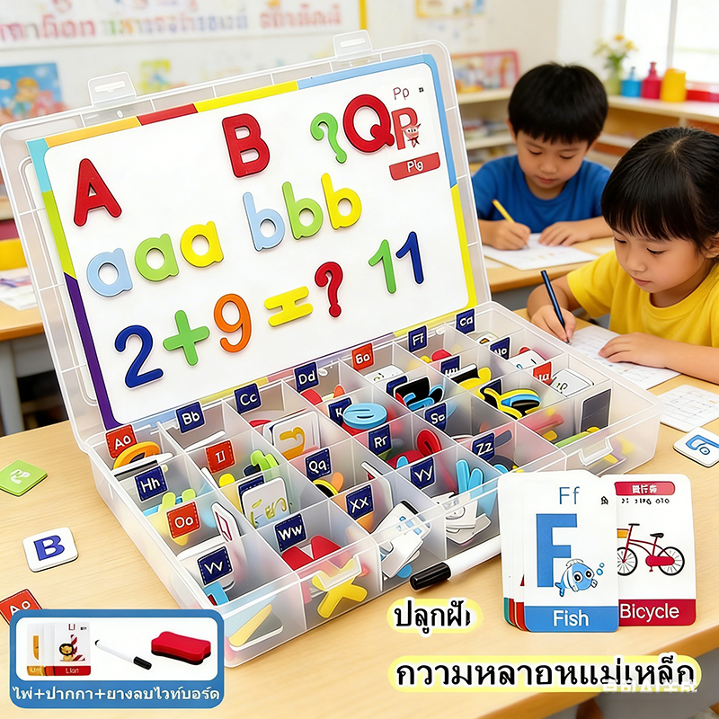 ตัวอักษร+ตัวเลข ABC/123 แม่เหล็ก ของเล่นเด็กเรียนรู้ ภาษาอังกฤษแม่เหล็ก ตัวเลข ตัวอักษรภาษาอังกฤษ แถมบอร์ดแม่เหล็ก