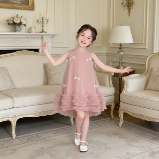 1-9 ปี Tulle ชุดเดรสเจ้าหญิง ลูกไม้ ชุดเดรสเด็กผู้หญิง สไตล์เจ้าหญิง