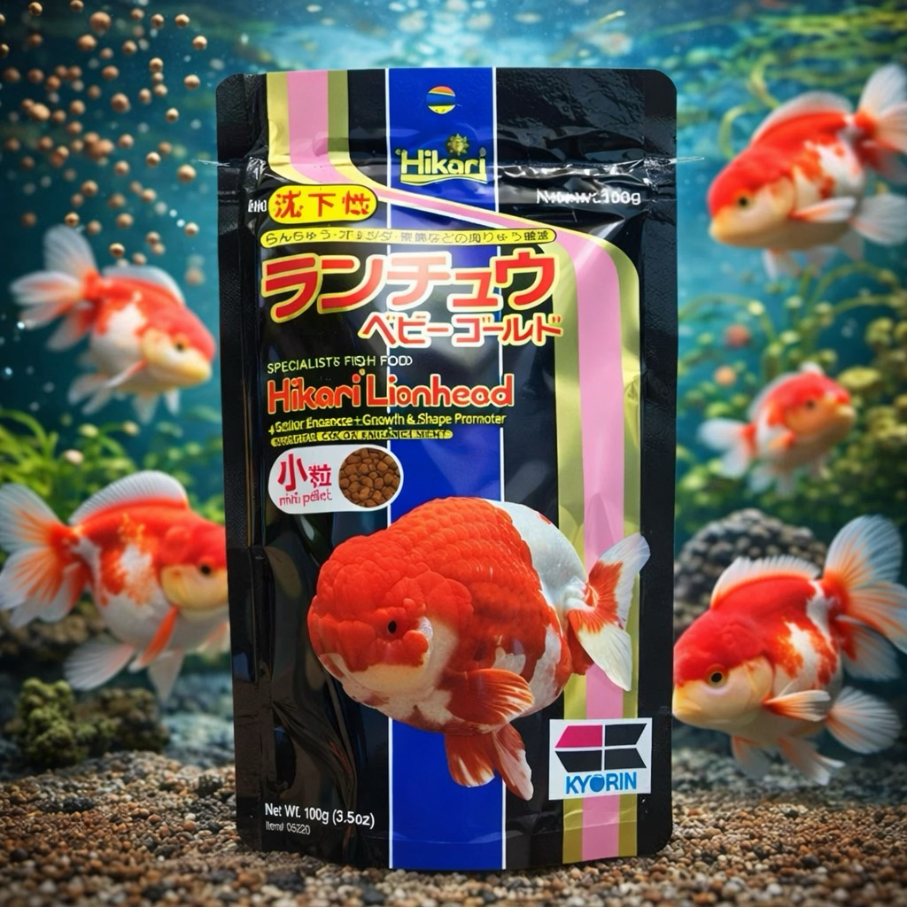 Hikari Lionhead ฮิคาริ จากประเทศญี่ปุ่น อาหารชนิดจมน้ำ สูตรเสริมสร้างสีสันและโครงสร้างปลาให้มีความสมบูรณ์แข็งแรง