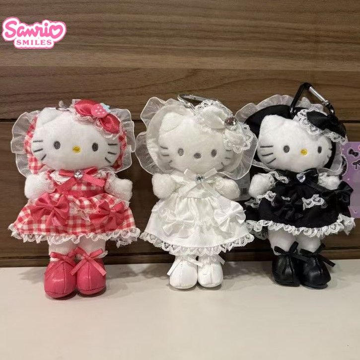 แท้ Sanrio Hello Kitty Gogo Gal V3 ฤดูใบไม้ร่วงและฤดูหนาวขายาว loli lady ขายาวหนังสีดำ lolita ของเล่นตุ๊กตาจี้หัวใจแท้