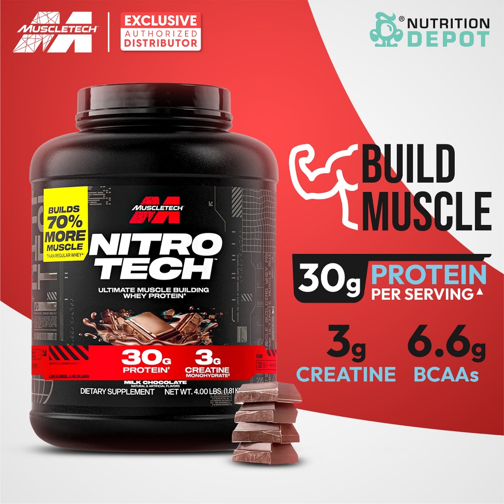 MuscleTech Nitro tech 4 lb - เวย์โปรตีนเสริมสร้างกล้ามเนื้อ