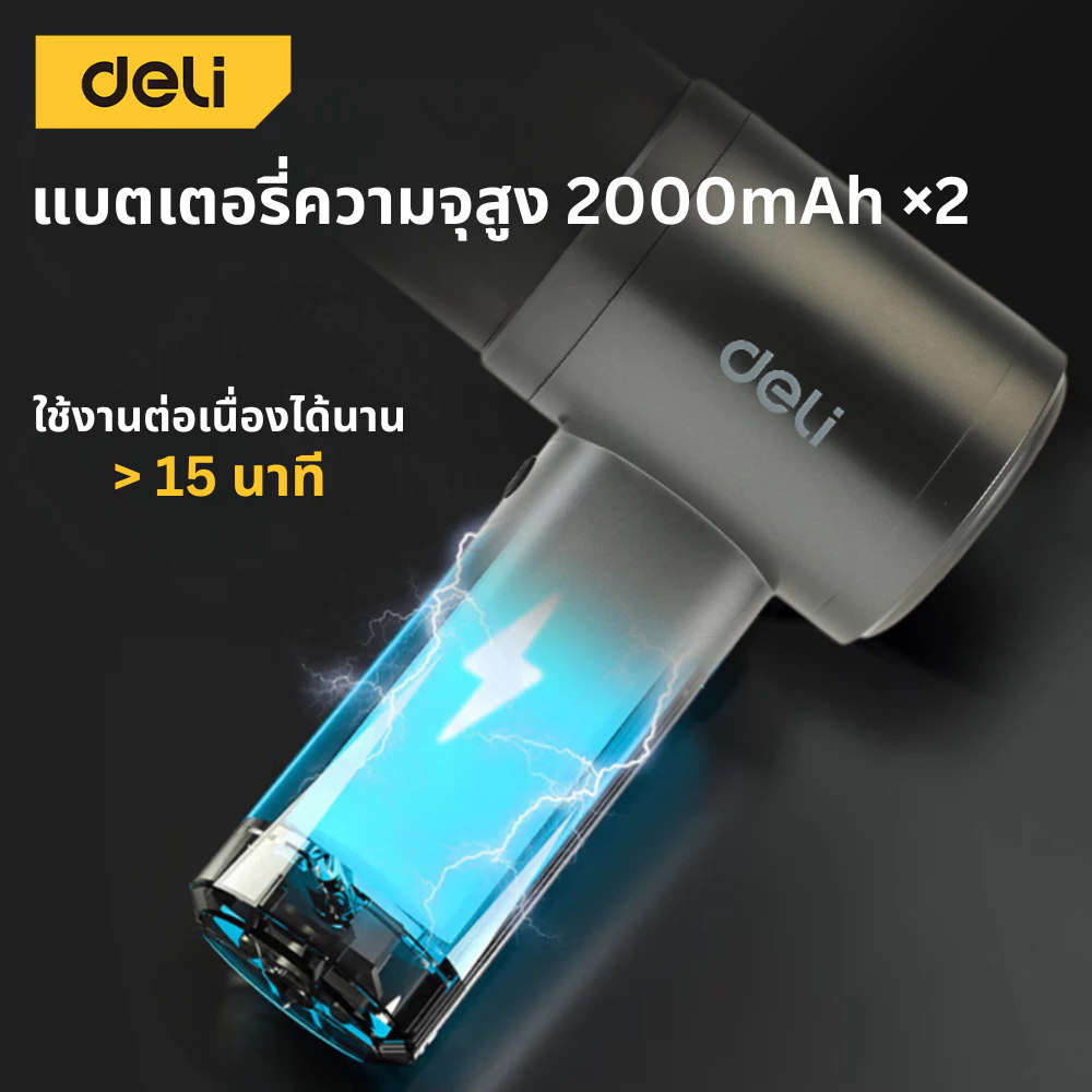 [ฟรีถุงมือล้างรถ] Deli เครื่องดูดฝุ่นไร้สาย เครื่องดูดฝุ่นในรถ แรงดูด1200PA รับประกัน 3เดือน Portable vacuum cleaner thumbnail 5