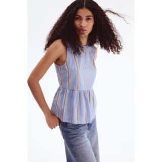 H&M(เอชแอนด์เอ็ม) เสื้อเบลาส์แขนกุดดีไซน์เพลม Women Sleeveless peplum blouse 1325711_1