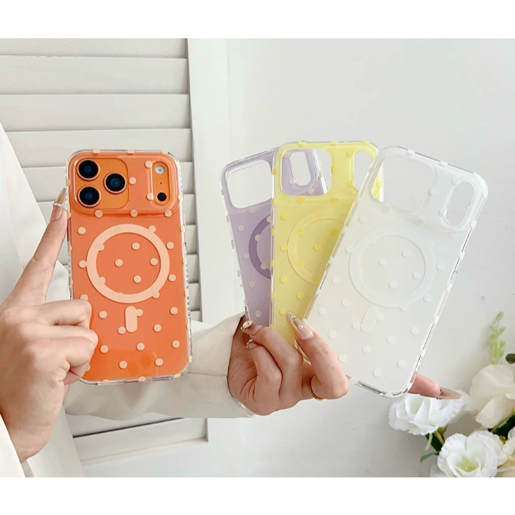 เคส Popphone เคสมือถือแม่เหล็กชาร์จได้ ลายจุดน่ารัก สำหรับรุ่นไอโฟน17pro 17promax  17 พร้อมส่ง