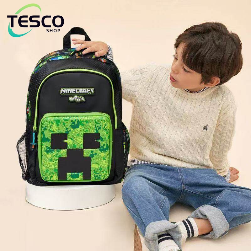 ชุดอุปกรณ์การเรียน Minecraft กระเป๋านักเรียนสำหรับเด็ก กระเป๋าเป้การ์ตูนสำหรับนักเรียน ความจุขนาดใหญ่ ใช้งานได้หลากหลาย