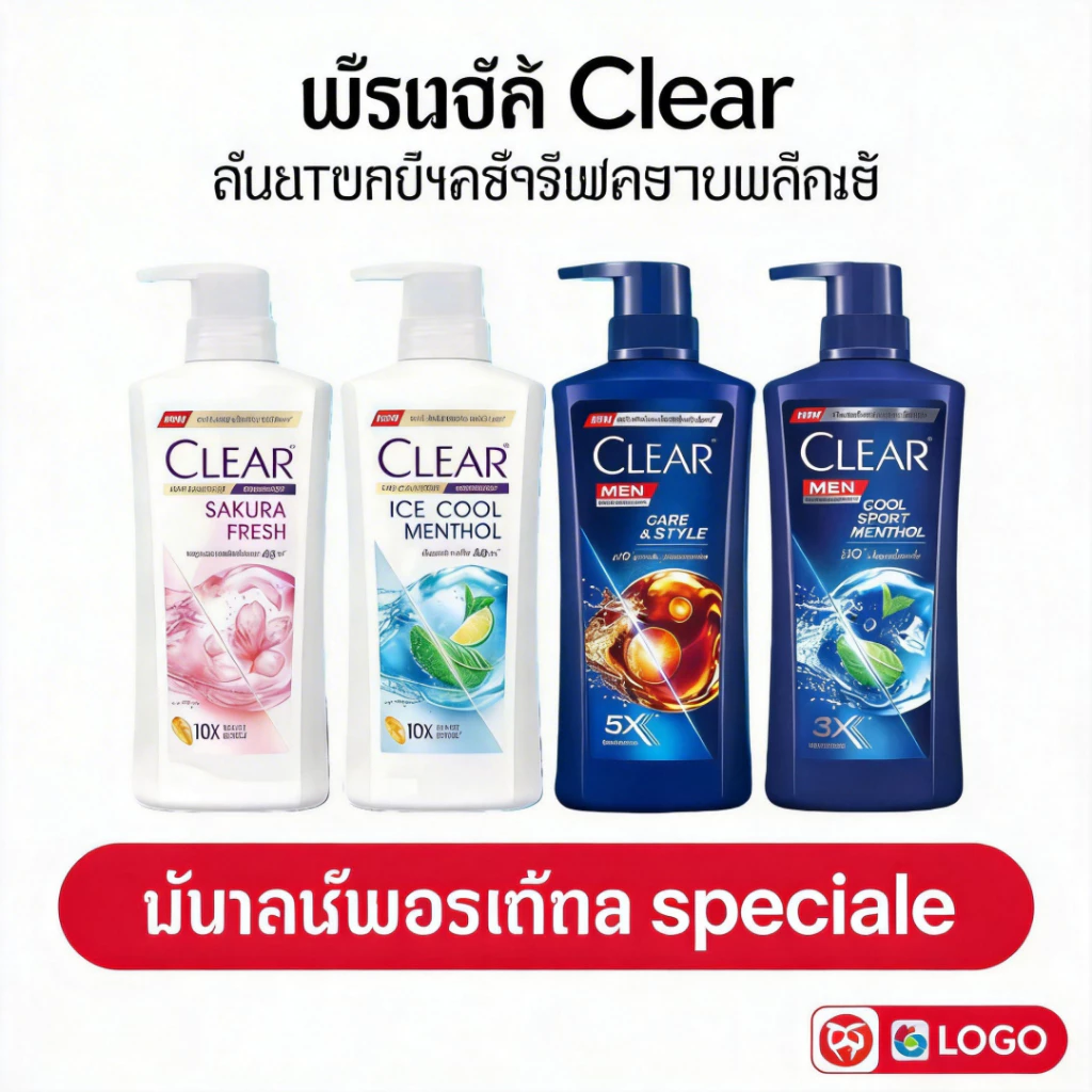CLEAR MEN แชมพูผู้ชาย Cool Sport Menthol ขจัดรังแค ลดคัน หนังศีรษะสะอาด ผมแข็งแรง