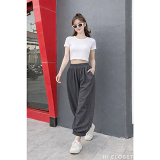 กางเกงขายาว 8 ส่วน lll Freesize lll COM531.1 ทรงขาบอลลูน ปลายขาจั๊ม เอวสม็อก มีกระเป๋าข้าง เนื้อผ้าไหมอิตาลีอย่างดี