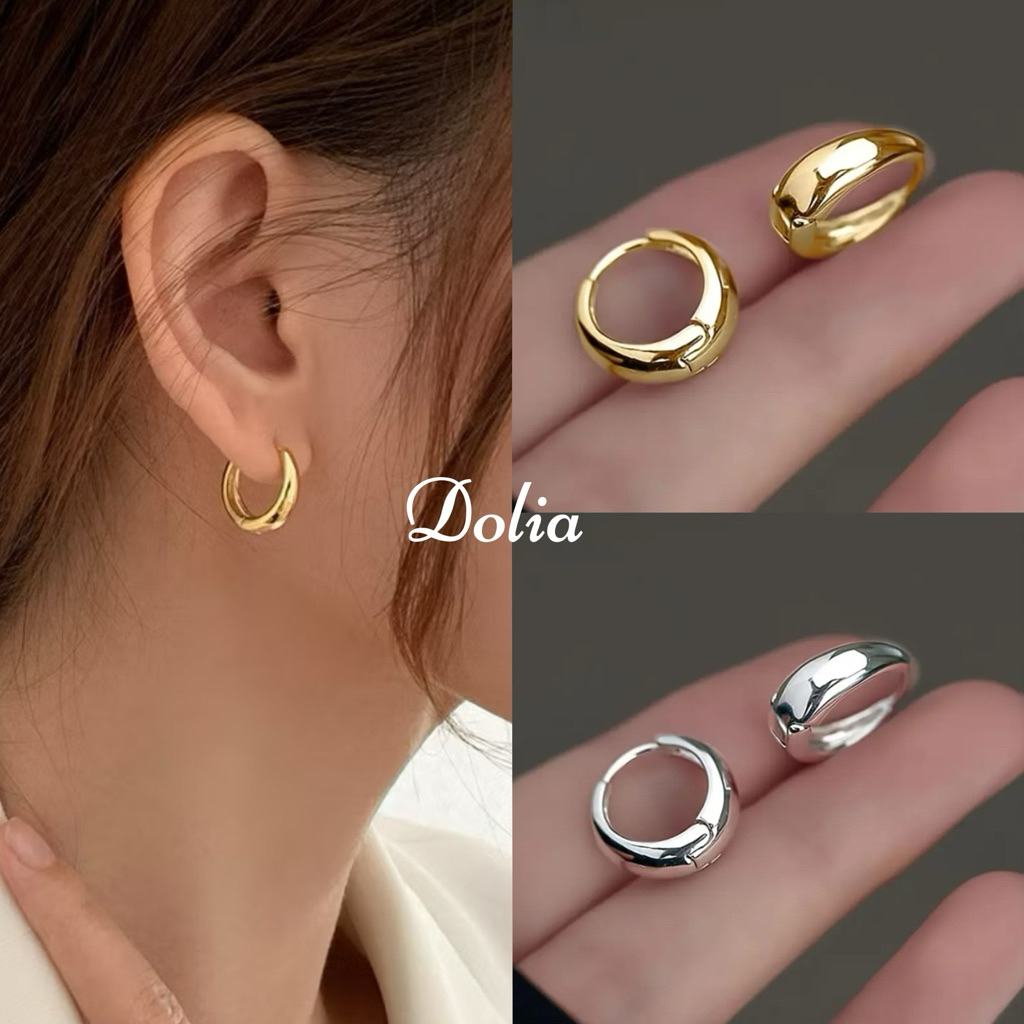 DOLIA [พร้อมส่งจากไทย] ต่างหูห่วงเงินแท้ S925 ต่างหูทรงหยดน้ำ ต่างหูสไตล์เกาหลี ราคาต่อ 1 คู่ A07
