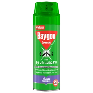 ไบกอนเขียว สเปรย์กำจัดยุง ยาฉีดยุง มด แมลงสาบ กลิ่นลาเวนเดอร์ 300 มล. Baygon Multi Insect Killer Lavender Aeresol Spra