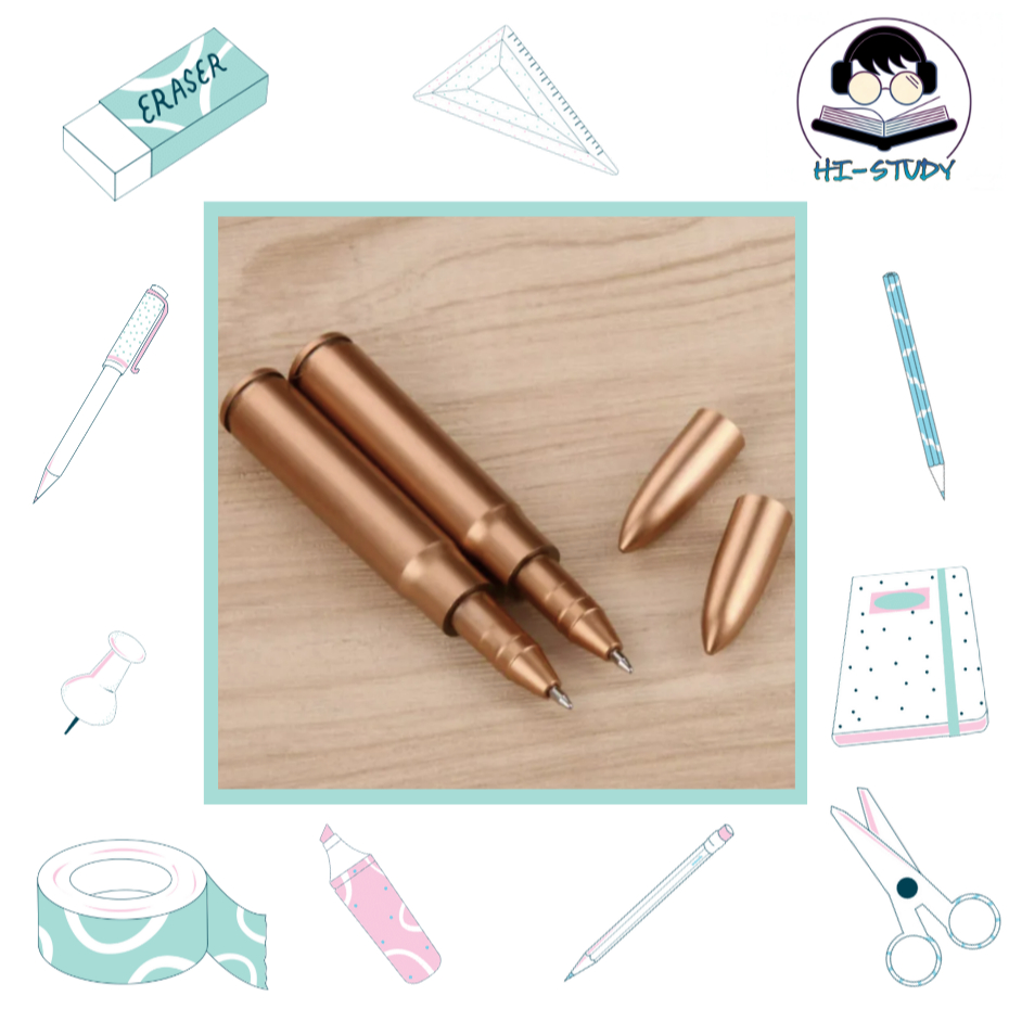 HI-STUDY  (พร้อมส่งในไทย🇹🇭) A101 Pen ปากกา ปากกาหัวกระสุน เปิดฝาออกมากลายเป็นปากกสีน้ำเงิน bullet pen