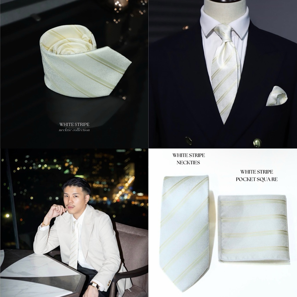 White stripe neckties เนคไทด์สีขาวลายทาง