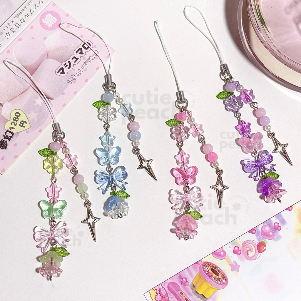 ♡‧₊ Butterfly Garden พวงกุญแจลูกปัด สายห้อยโทรศัพท์ สายคล้อง Collection book 🦋🍀